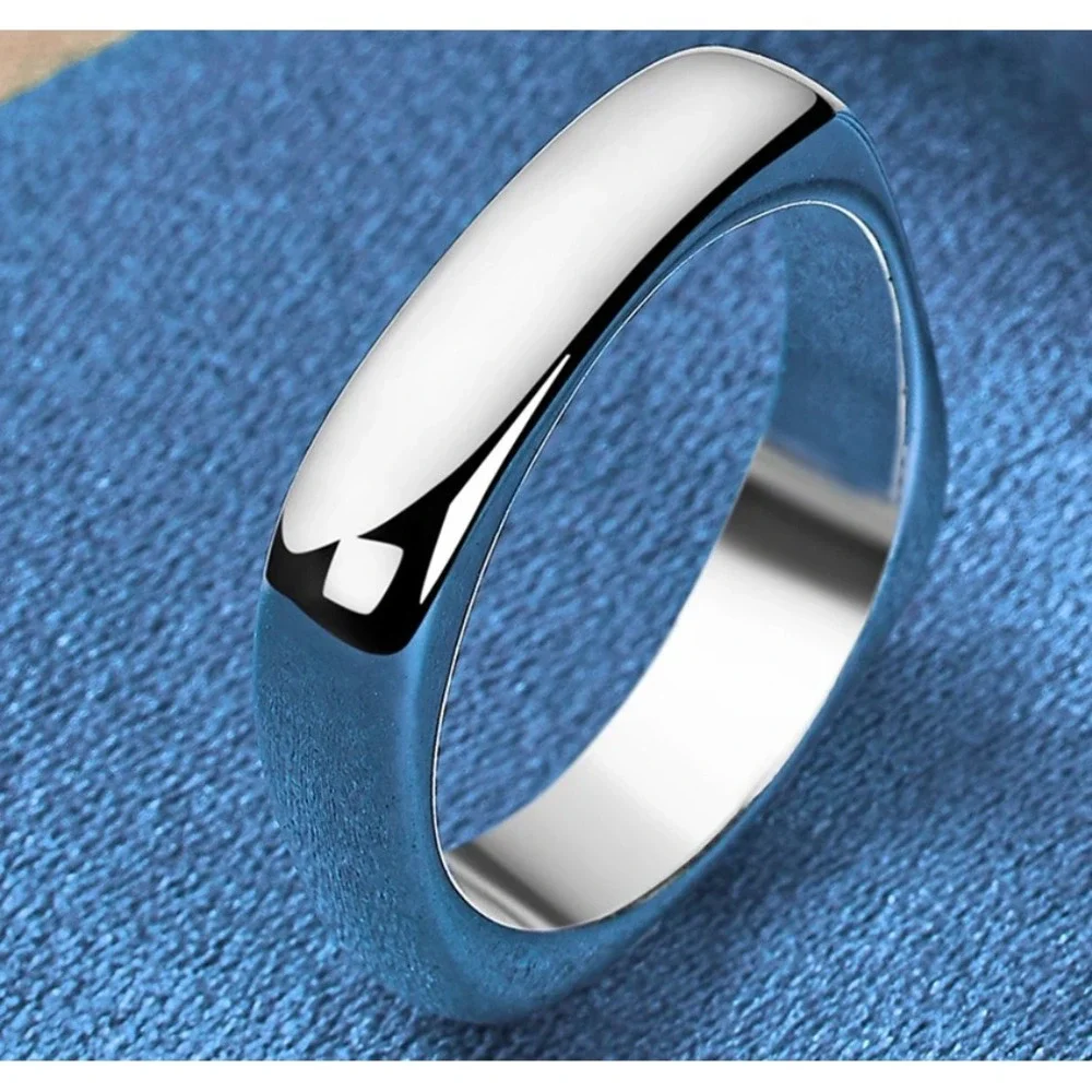NEW Square 925 Sterling Silver‎ Ring Statement Band Minimalist Jewelry, Size 7